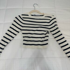 Zara Black and White Striped Sweater